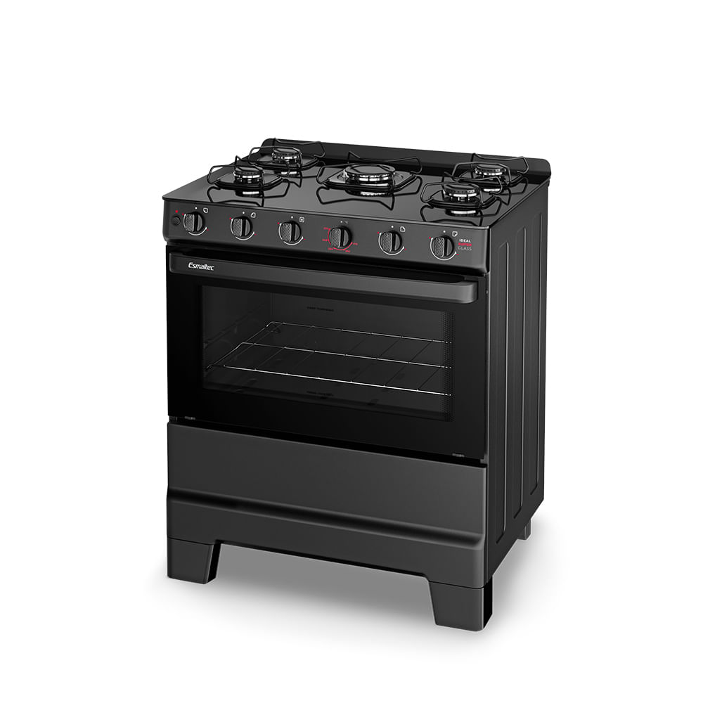 Fogão de Piso Esmaltec 5 Bocas Ideal Super Glass Preto - Bivolt